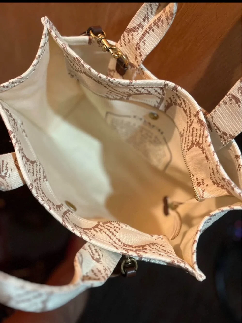 Coach Tote in Cream and Brown Signature Print